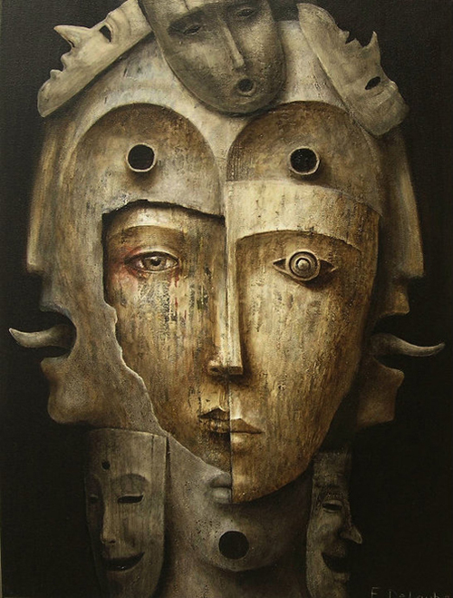 Masks Oil Painting on Canvas by Fabien Delaube Masks Oil Painting on Canvas by Fabien Delaube