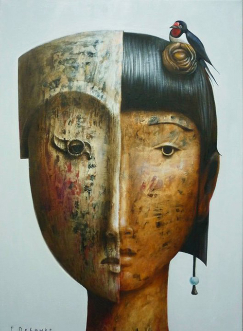 Masks Oil Painting on Canvas by Fabien Delaube