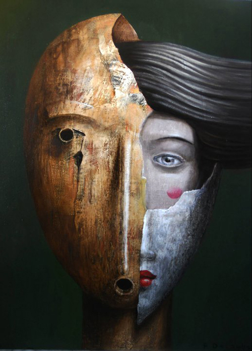 Masks Oil Painting on Canvas by Fabien Delaube Masks Oil Painting on Canvas by Fabien Delaube