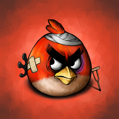Injured Angry Birds Illustrations by Scooterek