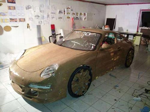 Man Builds Porsche Out of Cardboard