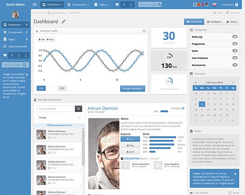 Flat Admin Dashboard Templates