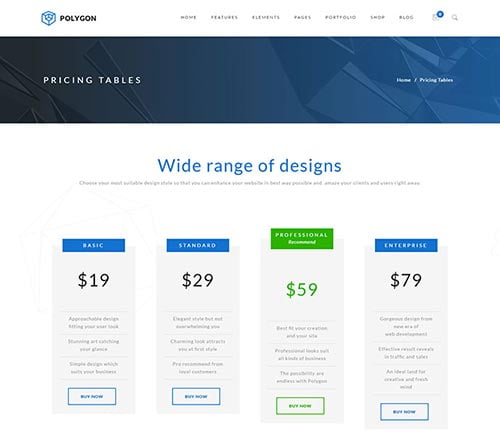 WordPress Themes with Pricing Tables WordPress Themes with Pricing Tables