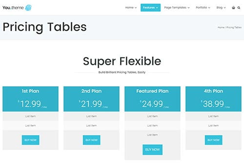 WordPress Themes with Pricing Tables WordPress Themes with Pricing Tables