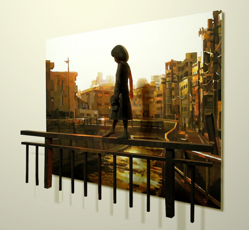 Sculptures Popping Out of Paintings by Shintaro Ohata