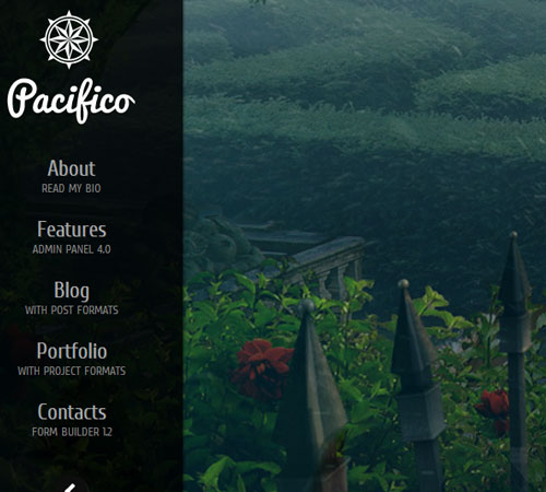 Pacifico - Fullscreen wp theme with motion effect
