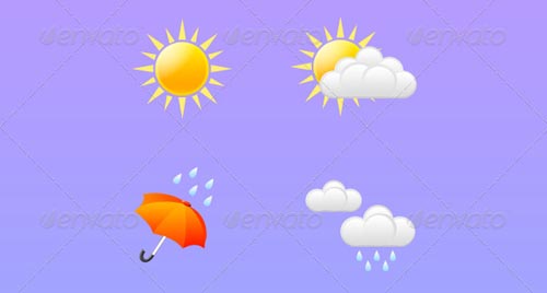 Cloud and Weather Forecast Icons Set