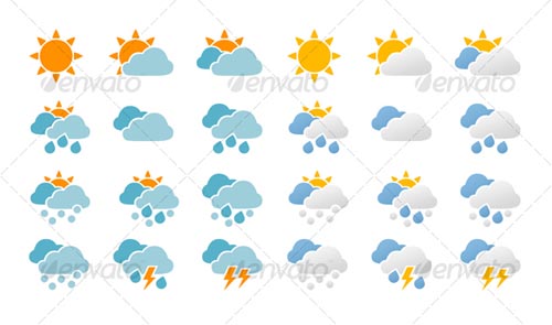 Cloud and Weather Forecast Icons Set