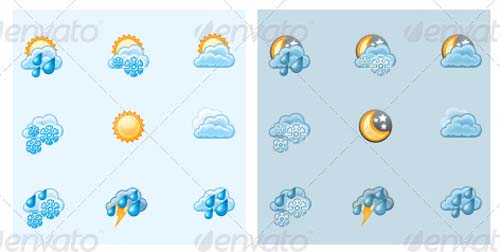 Cloud and Weather Forecast Icons Set