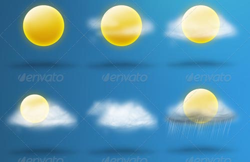Cloud and Weather Forecast Icons Set