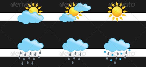 Cloud and Weather Forecast Icons Set