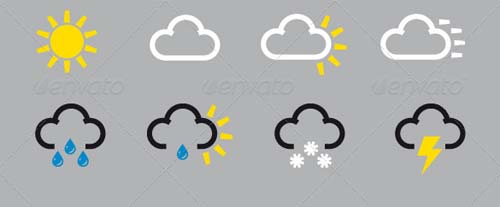 Cloud and Weather Forecast Icons Set