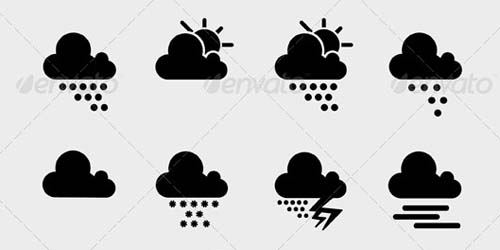 Cloud and Weather Forecast Icons Set