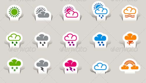 Cloud and Weather Forecast Icons Set