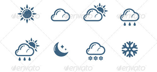 Cloud and Weather Forecast Icons Set