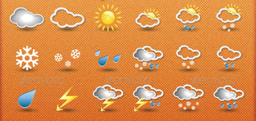 Cloud and Weather Forecast Icons Set