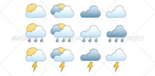 Cloud and Weather Forecast Icons Set