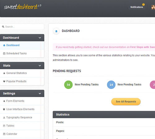 SweetDashboard: Responsive Admin Template