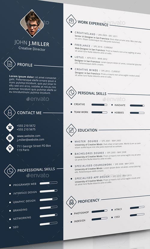 25 Professional PSD Resume Templates 2015