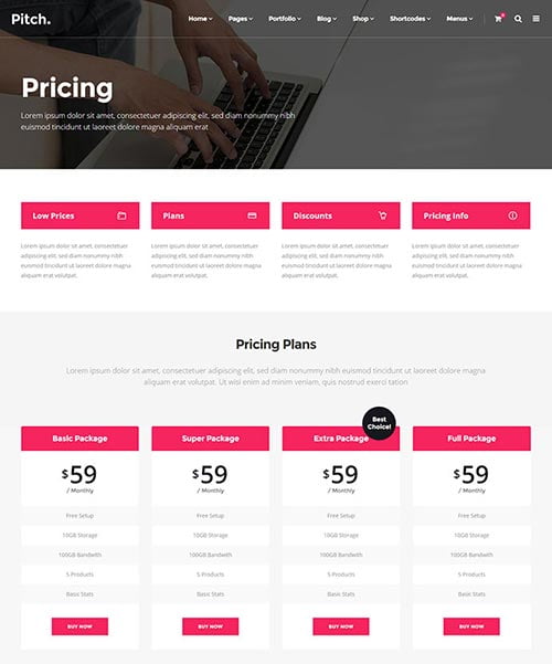 WordPress Themes with Pricing Tables